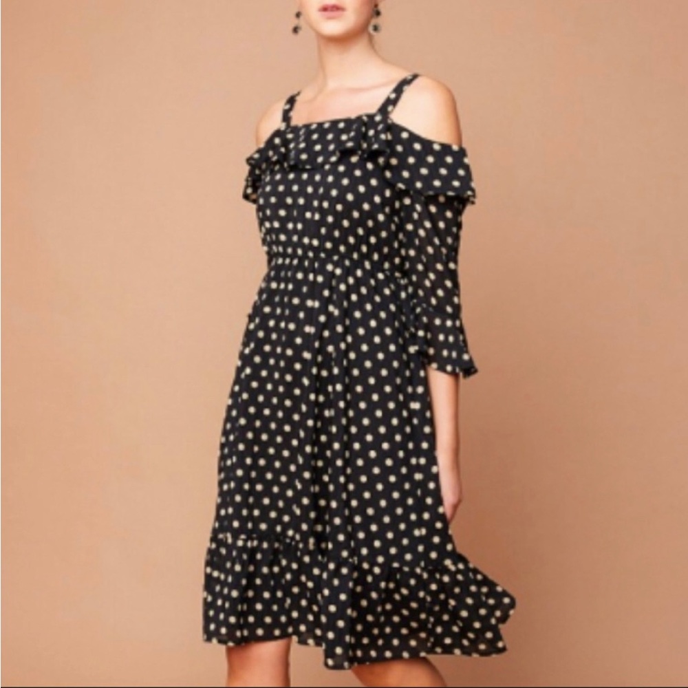 Classic Design Polka Dot Dress Off Shoulder Dress With Straps